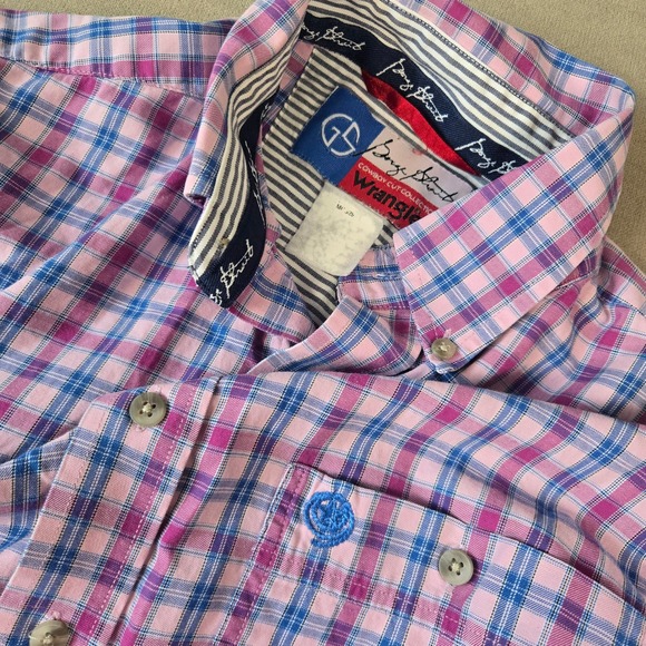 Wrangler George Strait Pink Plaid Cowboy Cut Button Up Shirt No size tag - Picture 1 of 8
